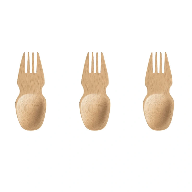 Wholesale Reusable Bamboo Mini Spork with Bamboo Veneerware Spork